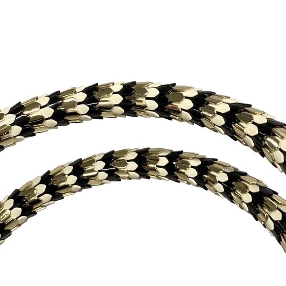 Auth BVLGARI Serpenti Scaglie Black Light Brown Multi Leather Unborn Calf - Picture 7 of 16